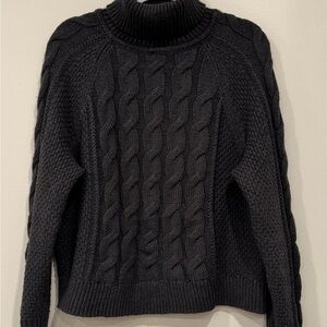 GAP Charcoal Cable Knit Turtleneck Sweater